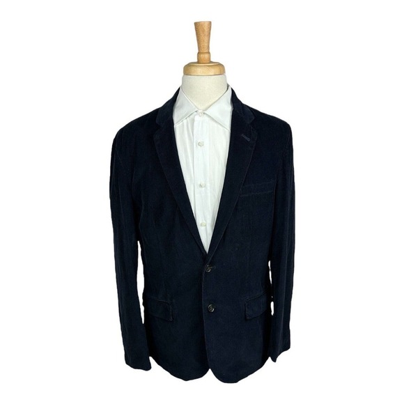 J. Crew Other - J Crew Blue Cotton Corduroy‎ Half Lined Mens Blazer Size Large